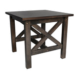 English Elm Farmhouse Style Solid Wood End Table with Traditional X-Frame Design