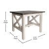 English Elm Farmhouse Style Solid Wood End Table with Traditional X-Frame Design in Acacia and Rustic White