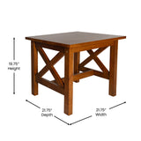 English Elm Farmhouse Style Solid Wood End Table with Traditional X-Frame Design