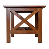 English Elm Farmhouse Style Solid Wood End Table with Traditional X-Frame Design