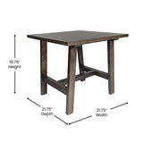 English Elm Solid Wood Farmhouse End Table, Trestle Style Accent Table