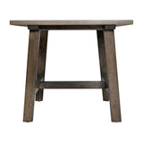 English Elm Solid Wood Farmhouse End Table, Trestle Style Accent Table