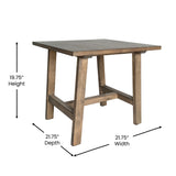 English Elm Solid Wood Farmhouse End Table, Trestle Style Accent Table