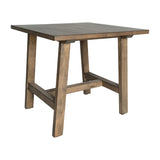 English Elm Solid Wood Farmhouse End Table, Trestle Style Accent Table