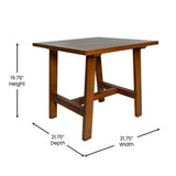 English Elm Solid Wood Farmhouse End Table, Trestle Style Accent Table