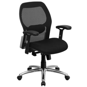 English Elm Commercial Grade Mid-Back Super Mesh Executive Swivel Office Chair with Knee Tilt Control and Adjustable Lumbar & Arms