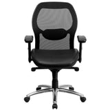 English Elm Commercial Grade Mid-Back Super Mesh Executive Swivel Office Chair with LeatherSoft Seat, Knee Tilt Control and Adjustable Lumbar & Arms