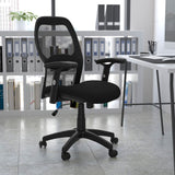 English Elm Commercial Grade Mid-Back Super Mesh Executive Swivel Office Chair with Adjustable Lumbar & Arms