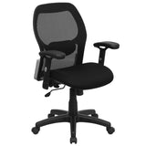 English Elm Commercial Grade Mid-Back Super Mesh Executive Swivel Office Chair with Adjustable Lumbar & Arms