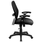 English Elm Commercial Grade Mid-Back Super Mesh Executive Swivel Office Chair with LeatherSoft Seat and Adjustable Lumbar & Arms