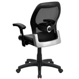 English Elm Commercial Grade Mid-Back Super Mesh Executive Swivel Office Chair with LeatherSoft Seat and Adjustable Lumbar & Arms