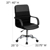 English Elm Commercial Grade Mid-Back LeatherSoft and Mesh Swivel Task Office Chair with Arms