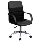 English Elm Commercial Grade Mid-Back LeatherSoft and Mesh Swivel Task Office Chair with Arms