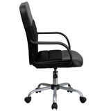 English Elm Commercial Grade Mid-Back LeatherSoft and Mesh Swivel Task Office Chair with Arms