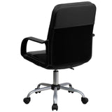 English Elm Commercial Grade Mid-Back LeatherSoft and Mesh Swivel Task Office Chair with Arms