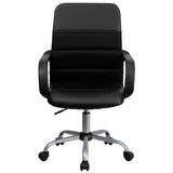 English Elm Commercial Grade Mid-Back LeatherSoft and Mesh Swivel Task Office Chair with Arms