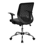 English Elm Commercial Grade Mid-Back Mesh Tapered Back Swivel Task Office Chair with LeatherSoft Seat, Chrome Base and T-Arms