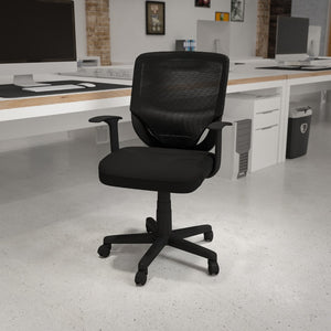 English Elm Commercial Grade Mid-Back Mesh Tapered Back Swivel Task Office Chair with T-Arms