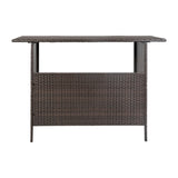 English Elm Commercial Grade Indoor/Outdoor Patio Wicker Rattan Bar Counter Table with 2 Shelves,