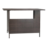 English Elm Commercial Grade Indoor/Outdoor Patio Wicker Rattan Bar Counter Table with 2 Shelves,