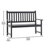 English Elm Commercial Grade Commercial Grade Indoor/Outdoor Patio Acacia Wood Bench, 2-Person Slatted Seat Loveseat for Park, Garden, Yard, Porch,