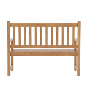 English Elm Commercial Grade Commercial Grade Indoor/Outdoor Patio Acacia Wood Bench, 2-Person Slatted Seat Loveseat for Park, Garden, Yard, Porch,
