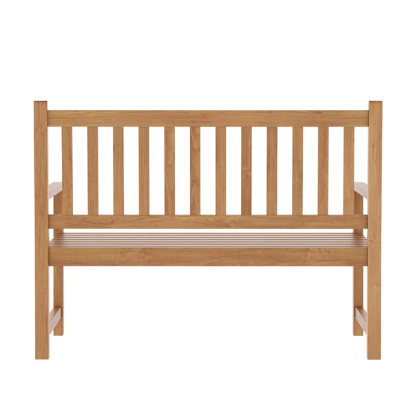 English Elm Commercial Grade Commercial Grade Indoor/Outdoor Patio Acacia Wood Bench, 2-Person Slatted Seat Loveseat for Park, Garden, Yard, Porch,