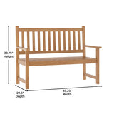 English Elm Commercial Grade Commercial Grade Indoor/Outdoor Patio Acacia Wood Bench, 2-Person Slatted Seat Loveseat for Park, Garden, Yard, Porch,