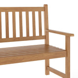 English Elm Commercial Grade Commercial Grade Indoor/Outdoor Patio Acacia Wood Bench, 2-Person Slatted Seat Loveseat for Park, Garden, Yard, Porch,