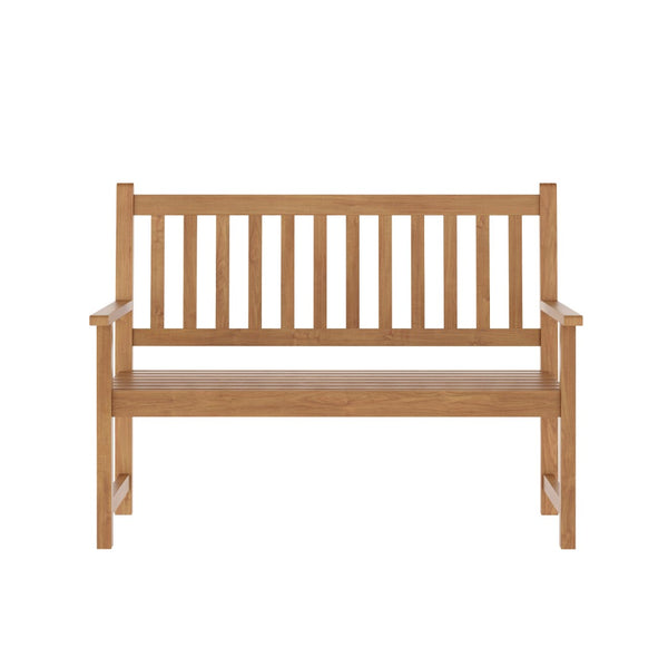 English Elm Commercial Grade Commercial Grade Indoor/Outdoor Patio Acacia Wood Bench, 2-Person Slatted Seat Loveseat for Park, Garden, Yard, Porch,