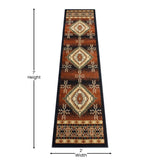 English Elm Southwestern Style 2' x 7' Brown Olefin Area Rug with Jute Backing for Entryway, Bedroom, Living Room