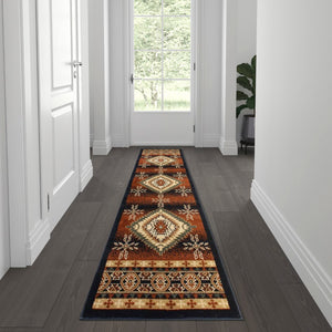 English Elm Southwestern Style 2' x 7' Brown Olefin Area Rug with Jute Backing for Entryway, Bedroom, Living Room