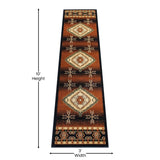 English Elm Southwestern Style 3' x 10' Brown Olefin Area Rug with Jute Backing for Entryway, Bedroom, Living Room