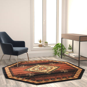 English Elm Southwestern Style Round 5' x 5' Brown Olefin Area Rug with Jute Backing for Entryway, Bedroom, Living Room