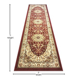 English Elm Persian Style 2' x 7' Area Rug - Olefin Rug with Jute Backing - Hallway, Entryway, Bedroom, Living Room