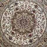 English Elm Persian Style 4x4 Round Area Rug-Olefin Rug with Jute Backing-Hallway, Entryway, Bedroom, Living Room