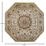 English Elm Persian Style 5x5 Octagon Area Rug-Olefin Rug with Jute Backing-Hallway, Entryway, Bedroom, Living Room