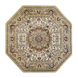 English Elm Persian Style 5x5 Octagon Area Rug-Olefin Rug with Jute Backing-Hallway, Entryway, Bedroom, Living Room