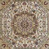 English Elm Persian Style 4x4 Octagon Area Rug-Olefin Rug with Jute Backing-Hallway, Entryway, Bedroom, Living Room