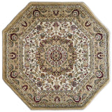 English Elm Persian Style 4x4 Octagon Area Rug-Olefin Rug with Jute Backing-Hallway, Entryway, Bedroom, Living Room