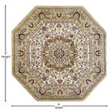 English Elm Persian Style 7x7 Octagon Area Rug-Olefin Rug with Jute Backing-Hallway, Entryway, Bedroom, Living Room