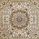 English Elm Persian Style 7x7 Octagon Area Rug-Olefin Rug with Jute Backing-Hallway, Entryway, Bedroom, Living Room