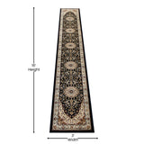 English Elm Persian Style 3' x 15' Area Rug - Olefin Rug with Jute Backing - Hallway, Entryway, Bedroom, Living Room