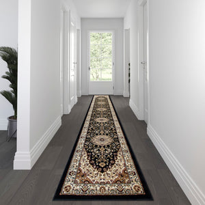 English Elm Persian Style 3' x 15' Area Rug - Olefin Rug with Jute Backing - Hallway, Entryway, Bedroom, Living Room