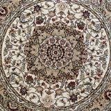 English Elm Persian Style 5x5 Round Area Rug-Olefin Rug with Jute Backing-Hallway, Entryway, Bedroom, Living Room