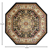 English Elm Persian Style 4x4 Octagon Area Rug-Olefin Rug with Jute Backing-Hallway, Entryway, Bedroom, Living Room