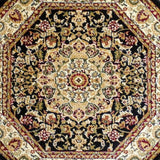 English Elm Persian Style 4x4 Octagon Area Rug-Olefin Rug with Jute Backing-Hallway, Entryway, Bedroom, Living Room