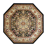 English Elm Persian Style 4x4 Octagon Area Rug-Olefin Rug with Jute Backing-Hallway, Entryway, Bedroom, Living Room