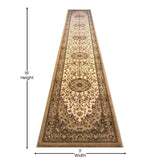 English Elm Persian Style 3' x 15' Area Rug - Olefin Rug with Jute Backing - Hallway, Entryway, Bedroom, Living Room