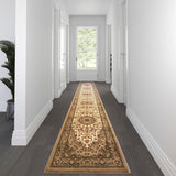 English Elm Persian Style 3' x 15' Area Rug - Olefin Rug with Jute Backing - Hallway, Entryway, Bedroom, Living Room